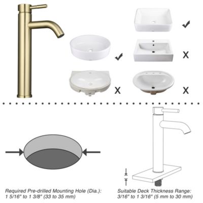 Single Handle Tall Vessel Faucet Bathroom Mixer Tap with Pop-up Drain