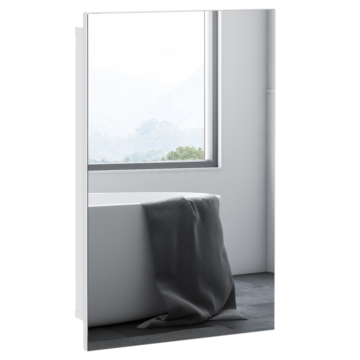 kleankin Recessed Medicine Cabinet Storage, Bathroom Mirror Cabinet - White