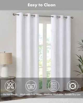 Galen Basketweave Room Darkening Curtain Panels Pair for bedroom, Silver grommet top fit up to 1.25 inches rod 2 panels set for Living Room, Width 40 length 84 inches Curtain Panel, Pitch Black Ambiance Blue 2 Window Panels