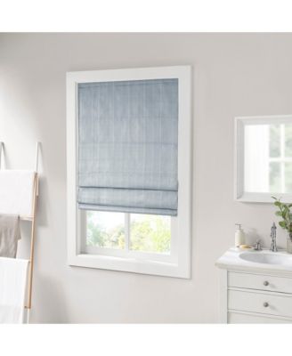 Basketweave Room Darkening Cordless Roman Shade, Single Panel for Bedroom, Thermal Insulated Window Blind Treatment for Living Room, Width 29 length 64 inches, Blue Window Panel