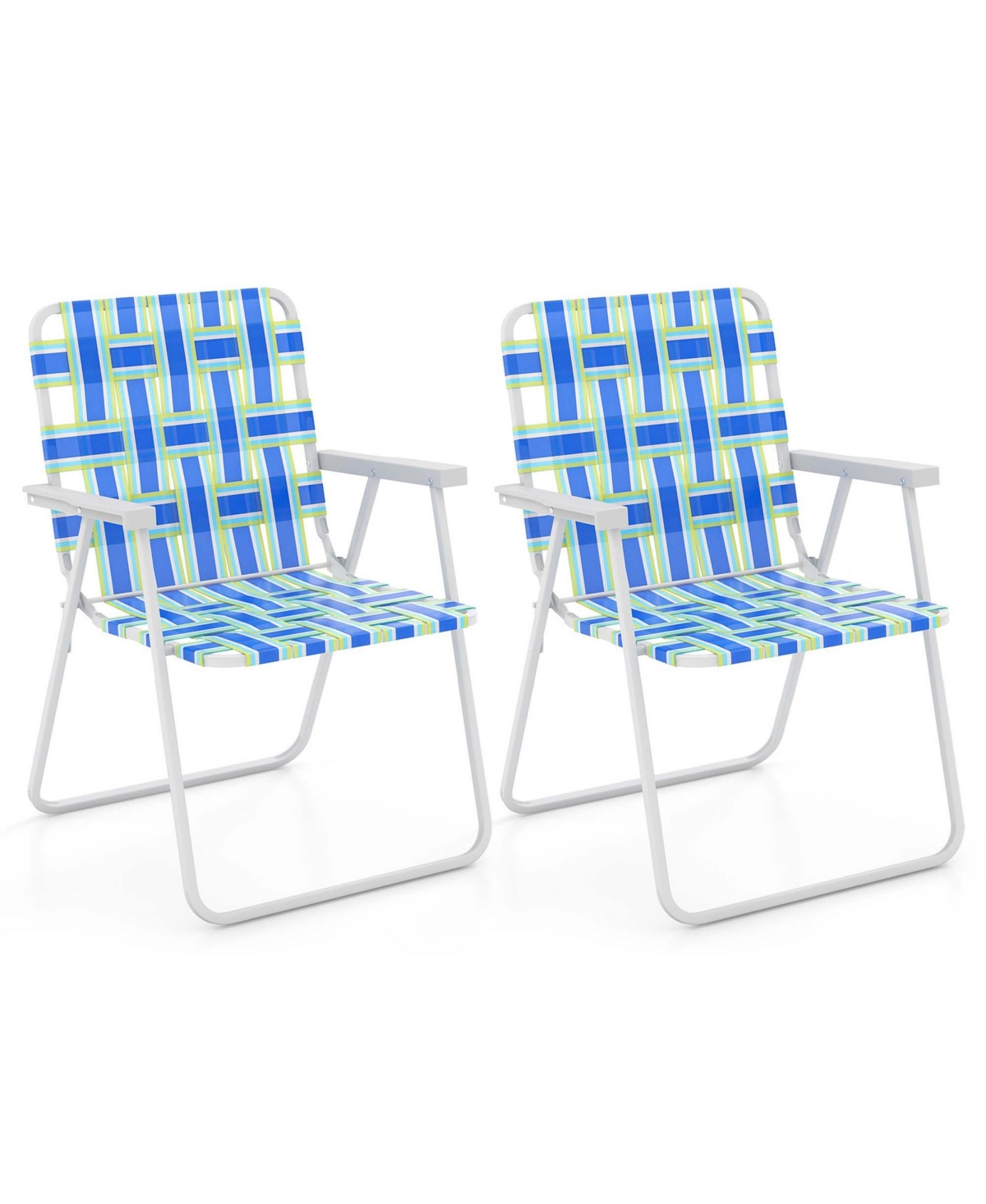 2PCS Folding Beach Chair Camping Lawn Webbing Lightweight 1 Position
