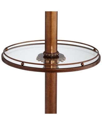 Hyde Park Rustic Vintage like Floor Lamp with Nightlight Glass Tray 65" Tall Bronze Gold Metal Pearl White Frosted Glass Fabric Bell Shade for Living Room Reading House Bedroom Home - Kathy Ireland