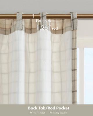 Anaheim Plaid Curtain 1 Panel for bedroom, Rob Pocket/Back Tab fit up to 1.25 inches rod Single Curtain Panel for Living Room, Width 50 length 84 inches, Fleece Lining Brown 1 Window Panel