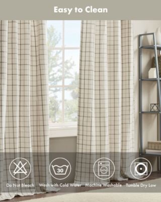 Anaheim Plaid Curtain 1 Panel for bedroom, Rob Pocket/Back Tab fit up to 1.25 inches rod Single Curtain Panel for Living Room, Width 50 length 84 inches, Fleece Lining Brown 1 Window Panel