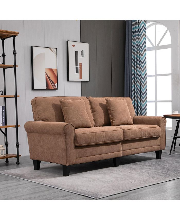 Modern 3Seater Sofa 78" Thick Padded Comfy Couch with 2 Pillows