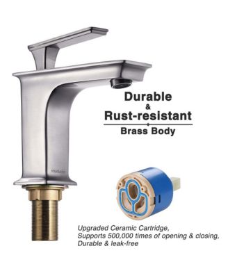 Aquaterior Undermount Sink Cold & Hot Water Simple 1 Hole Bathroom Square Faucet