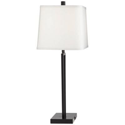 Cole Modern Table Lamps 27" Tall Set of 2 Black Metal with USB Charging Ports White Rectangular Shade for Bedroom Living Room Bedside