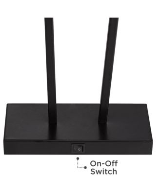 Cole Modern Table Lamps 27" Tall Set of 2 Black Metal with USB Charging Ports White Rectangular Shade for Bedroom Living Room Bedside