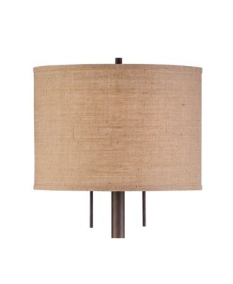 Garth Modern Floor Lamp Standing 63 1/2" Tall Oil Rubbed Bronze Burlap Fabric Drum Shade for Living Room Bedroom Office House Home