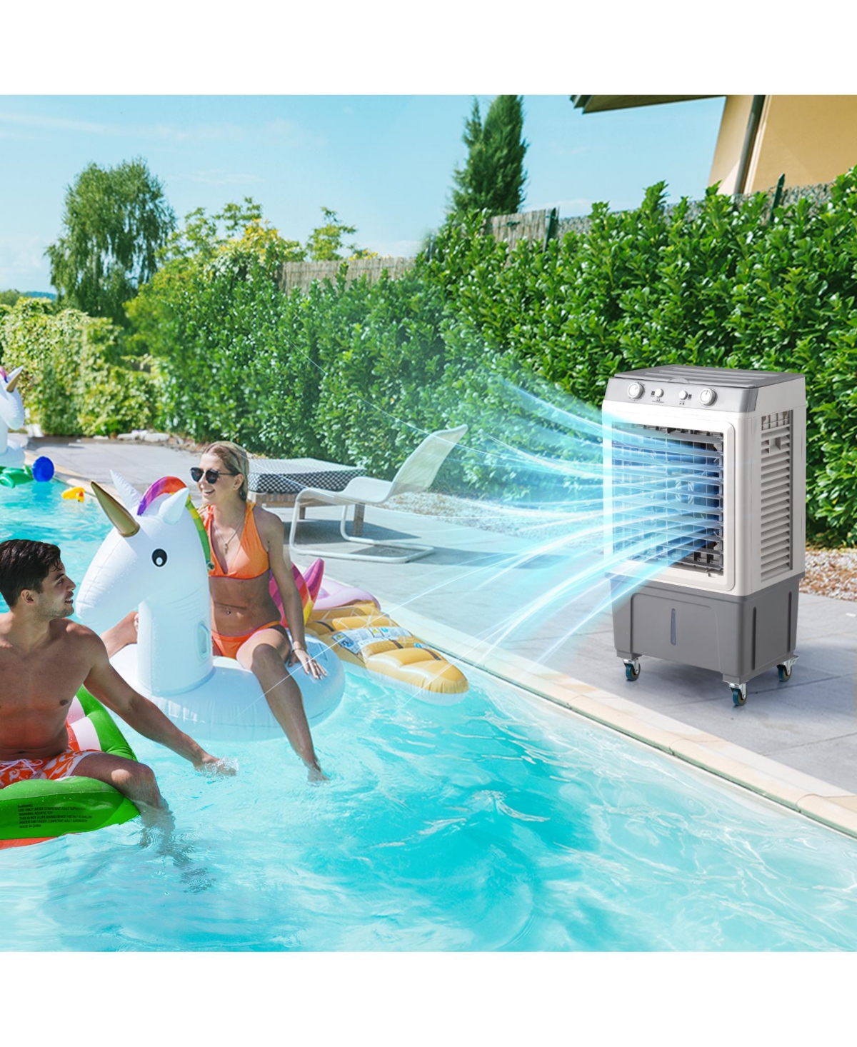 Yescom 2353 Cfm Evaporative Air Cooler Fan Portable Cooling Fan with Humidifier,8 Gal Water Tank,3 Modes & 7.5H Timer,90°Oscillation Swamp Cooler