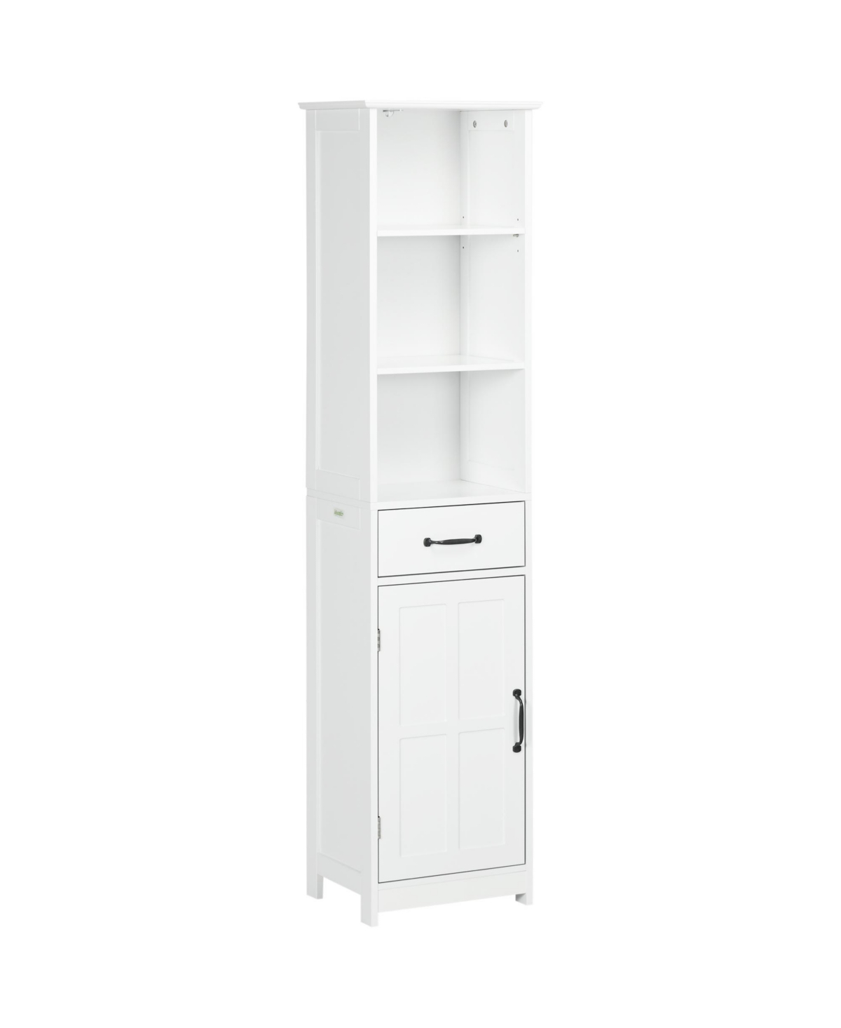Bathroom Storage Cabinet with 3 Open Shelves, - White