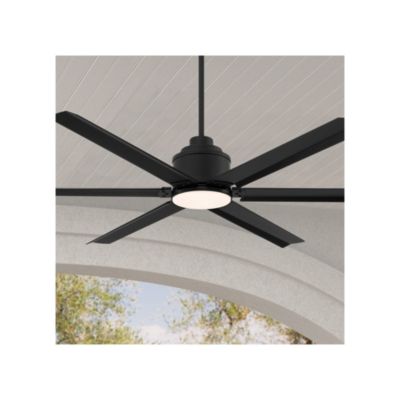 65" Modern Industrial Outdoor Ceiling Fan with Dimmable LED Light Remote Control Matte Black Wet for Patio Exterior