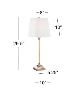 Julia Traditional Buffet Table Lamp 29 1/2" Tall Gold Crystal with Table Top Dimmer Fabric Tapered Drum Shade for Living Room Dining Home