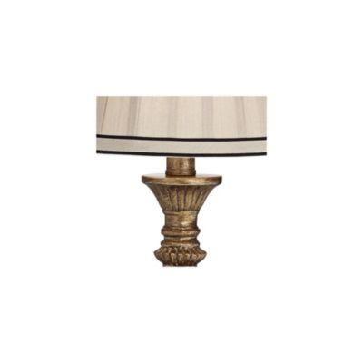 Ribbed Traditional Rustic Accent Table Lamp 18" High Antique Gold Beige Fabric Pleated Empire Shade for Bedroom Living Room Bedside Kids