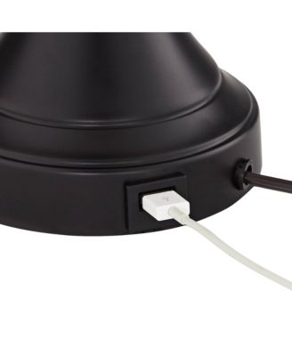 Traditional Table Lamps 25" High Set of 2 with Hotel Style USB Charging Port LED Bronze Oatmeal Shade Touch On Off for Living Room Bedroom