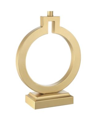 Modern Table Lamps 28 1/2" Tall Set of 2 with USB Charging Port Brushed Gold Open Ring White Shade for Bedroom Living Room House Bedside