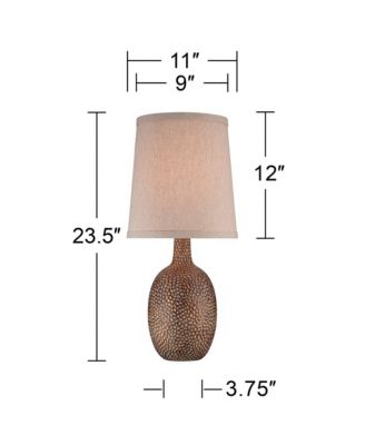 Chalane Rustic Accent Table Lamp 23 1/2" High Antique Bronze Hammered Texture Natural Beige Linen Shade for Bedroom Living Room Bedside