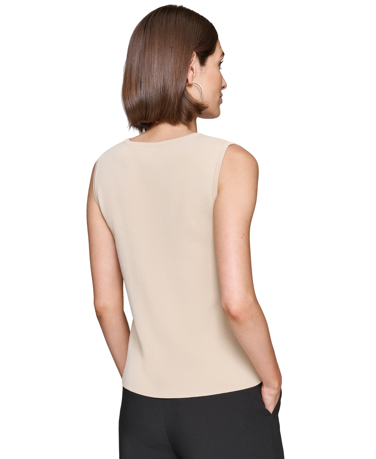 Karl Lagerfeld Women's Round-Neck Faux-Peal Sleeveless Sweater Top
