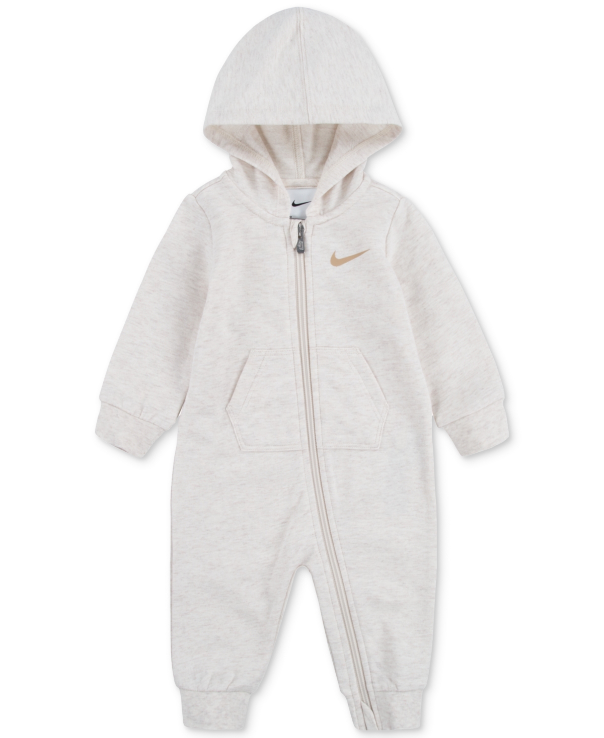Nike Baby Boys Essentials Hooded French Terry Coverall - Pale Ivory Heather