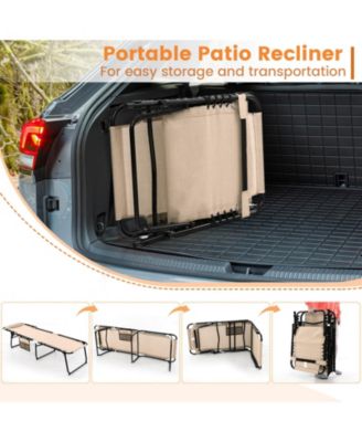 2 PCS Patio Folding Chaise Lounge Chair Portable Sun Lounger with Adjustable Backrest