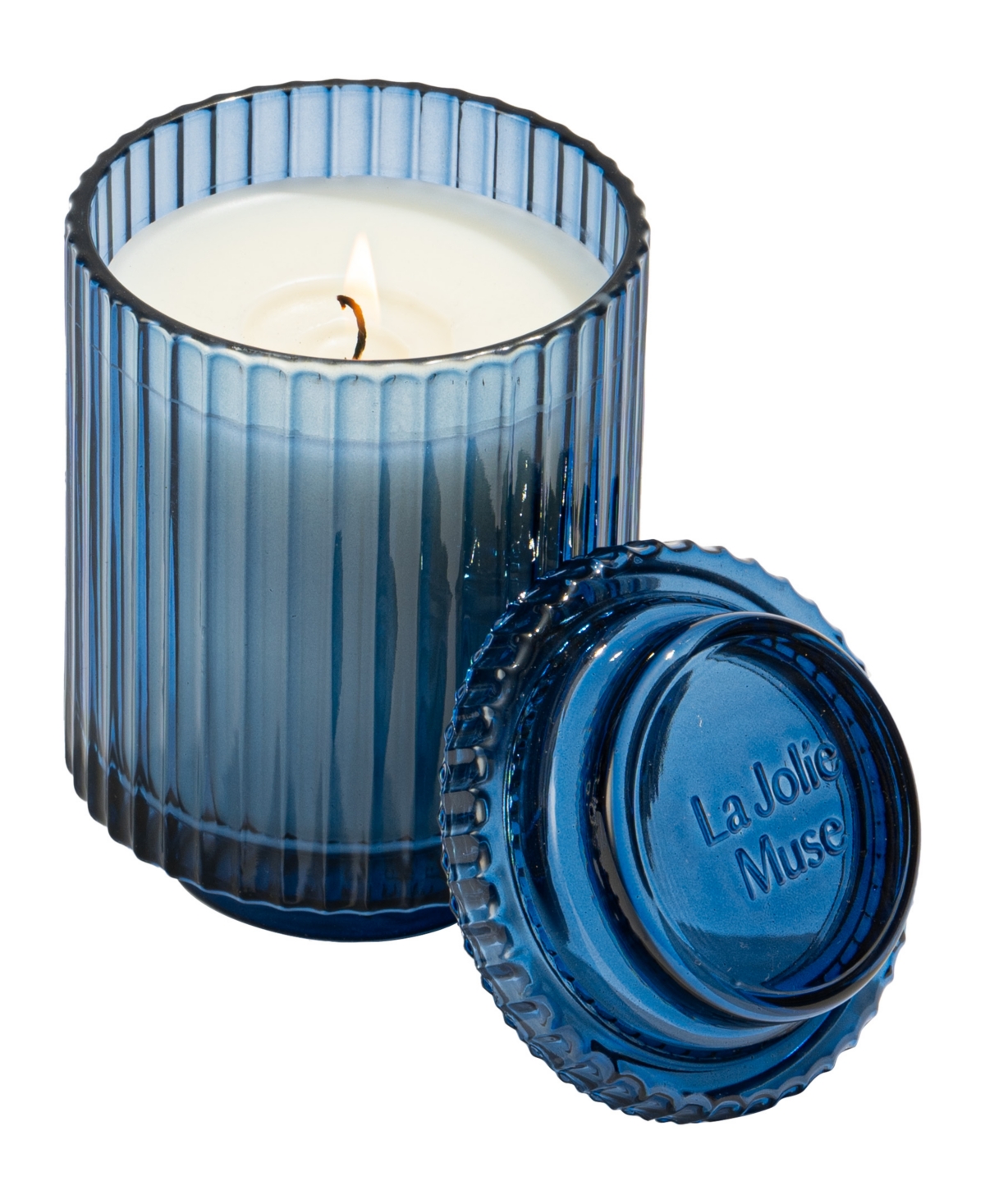 La Jolie Muse Amelie Candle, Eucalyptus Alpine Sage, 11 oz In Sapphire