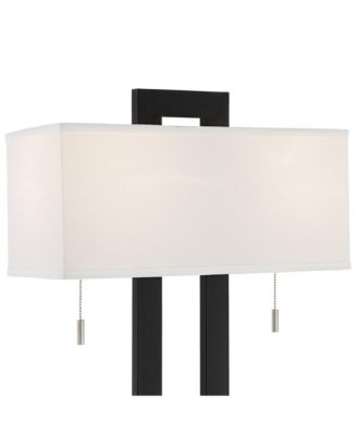 Neil Modern Rustic Table Lamp 26" High Black Metal with USB Charging Port White Rectangular Shade for Bedroom Living Room Bedside Desk