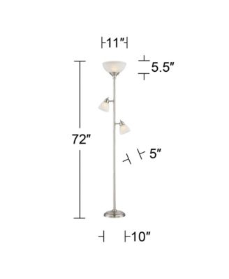 Ellery Modern Torchiere Floor Lamp with Side Lights 72" Tall Brushed Nickel Frosted White Glass Shade for Living Room Reading Bedroom
