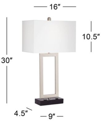 Todd Modern Table Lamp 30" Tall Steel Open Rectangle with USB and AC Power Outlet in Base White Shade for Bedroom Living Room Bedside
