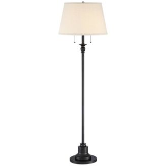 360 Lighting Spenser Rustic Farmhouse Floor Lamp 58" Tall Oiled Bronze Metal Off White Linen Empire Shade for Living Room Bedroom Office House Home - Macy's