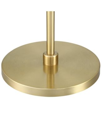 Modern Art Deco Arc Floor Lamp 64" Tall Warm Gold Metal White Fabric Drum Shade for Living Room Reading Family Bedroom Office House Home