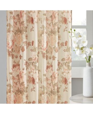 Simone Printed Floral Twist Tab Top Voile Sheer Curtain, 50x84