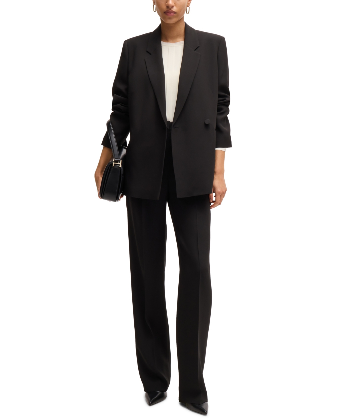 Boss by Hugo Boss Women's Pleated Front Long-Sleeved Blouse