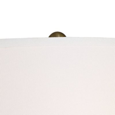 Spenser Vintage Floor Lamp 58" Tall Brushed Antique Brass Metal Off White Linen Drum Shade for Living Room Bedroom Office House Home