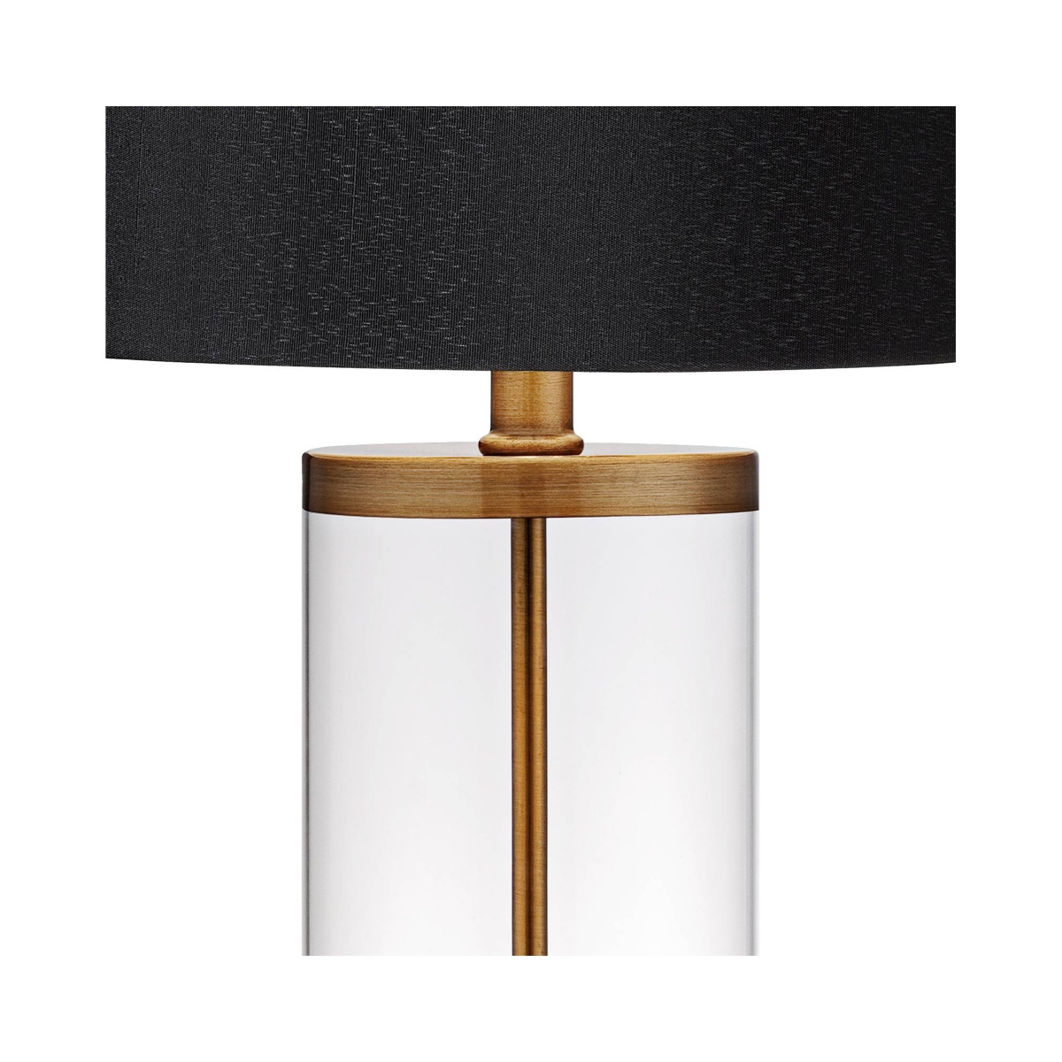 360 Lighting Modern Table Lamp Fillable High Warm Gold Clear Glass Cylinder Black Hardback Drum Shade Decor for Living Room Bedroom House Bedside