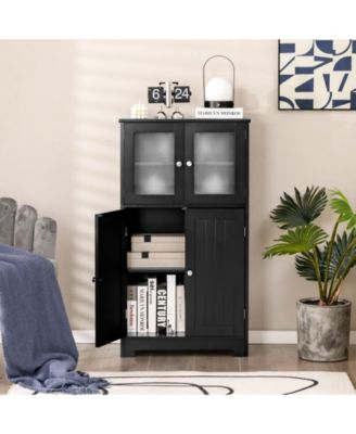 Bathroom Floor Storage Cabinet Kitchen Cupboard w/Doors&Adjustable Shelf