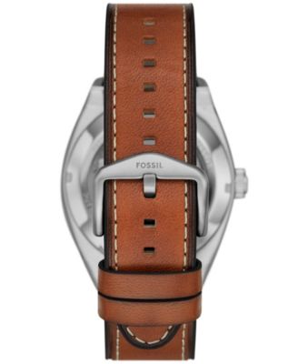 Men's Everett Automatic Brown Leather Watch 42mm