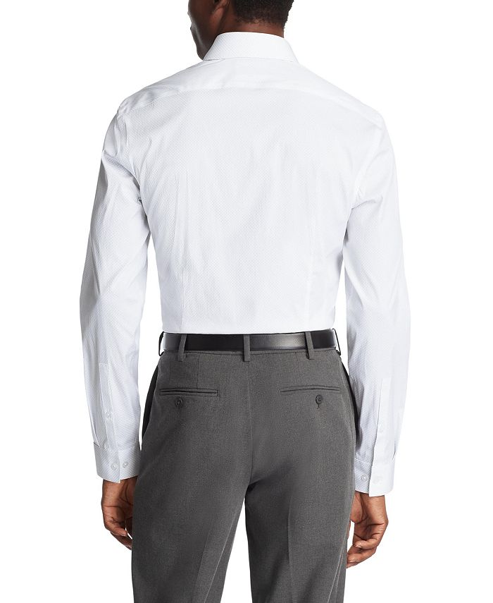 Calvin Klein Men's Extra Slim-Fit Striped Performance Dress Shirt Green Size 16-16 12 36-37