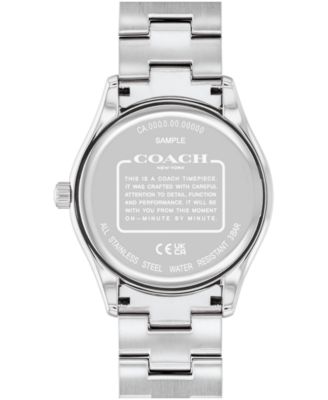 Unisex Silver Brooks Stainless Steel Crystal Watch 38mm