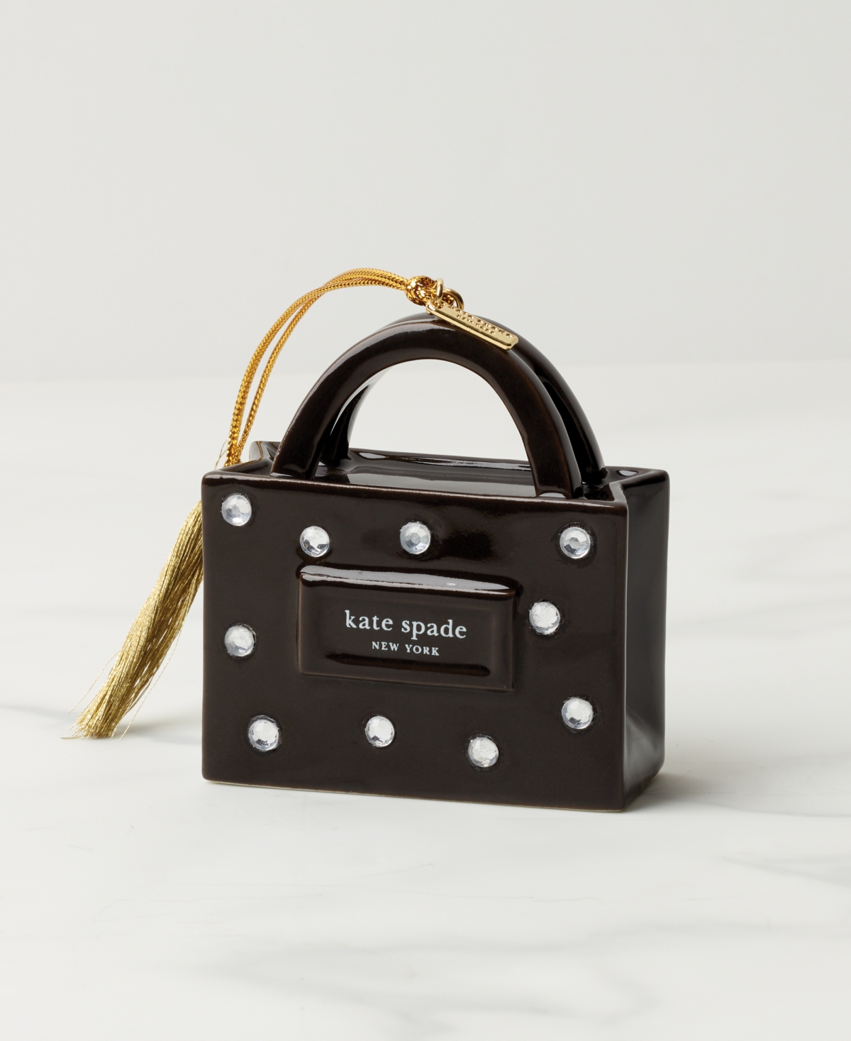 Kate Spade Be Jolly Signature Shopping Bag Ornament In Black