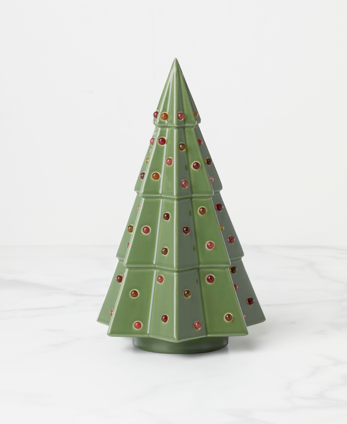 Kate Spade Evergreen Large Lit Tree Figurine In Green