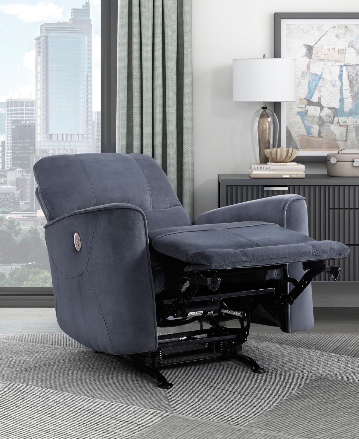 Shop Homelegance White Label Elevated 35" Power Rocker Reclining Chair In Dark Gray