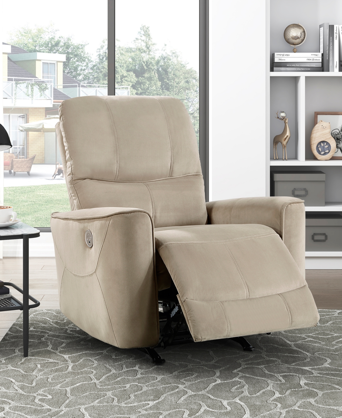 Homelegance White Label Elevated 35" Power Rocker Reclining Chair In Light Brown
