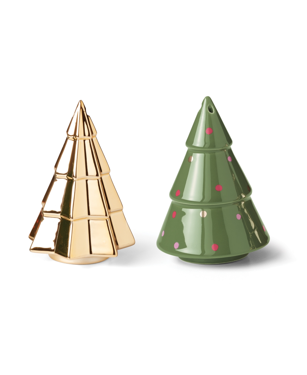 Figural Evergreen Tree Salt Pepper Set - Metallic and Gold