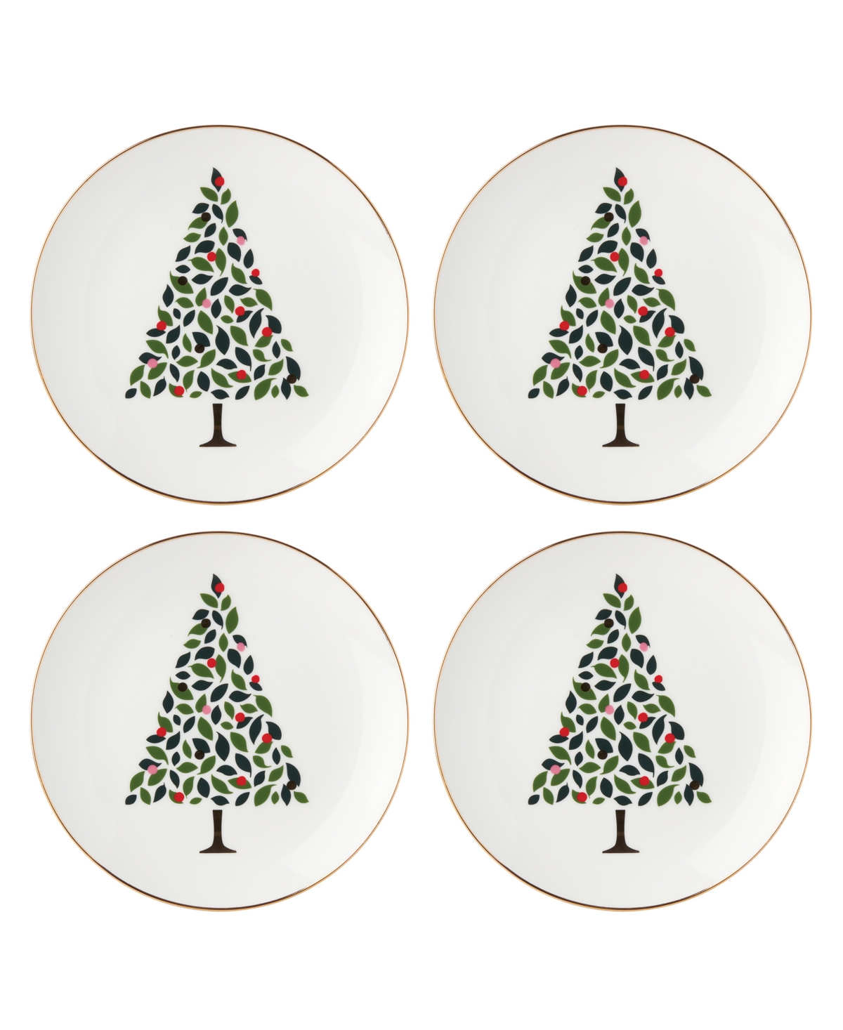 Evergreen 4-Piece Accent Plates - White and Ivory