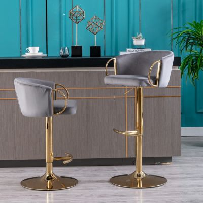 1 PC velvet Chrome Footrest, Adjustable Lifting Bar Stools