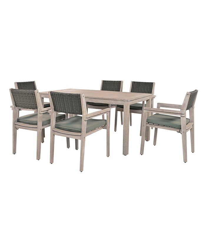 Simplie Fun Acacia Wood Outdoor Patio Dining Set with Cushioned Chairs ...