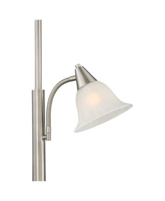 Jordan Modern Torchiere Floor Lamp with Side Lights 71 1/2" Tall Brushed Nickel Alabaster Glass Shade for Living Room Reading Bedroom