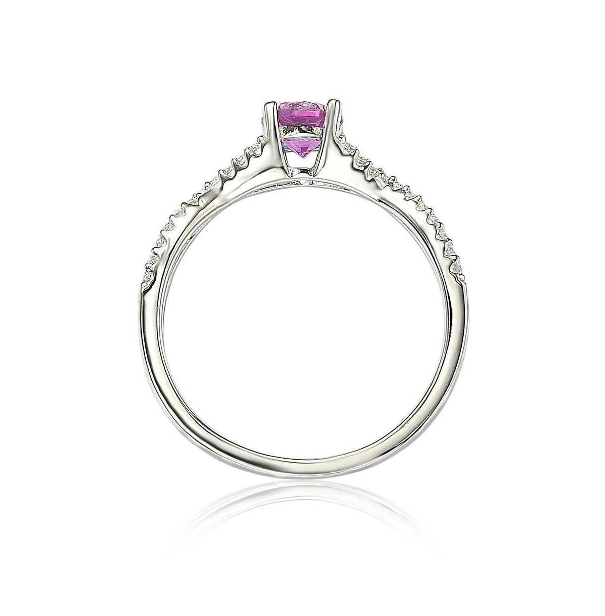 Suzy Levian New YorkSapphire & Lab-Grown White Sapphire Crossover Twist Engagement Ring in Sterling Silver by Suzy Levian - Pink