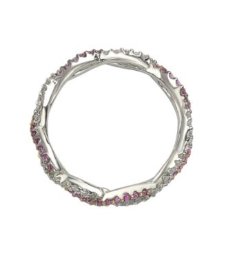 Suzy Levian Sterling Silver Sapphire & Created White Sapphire Infinity Twisted Eternity Band Ring