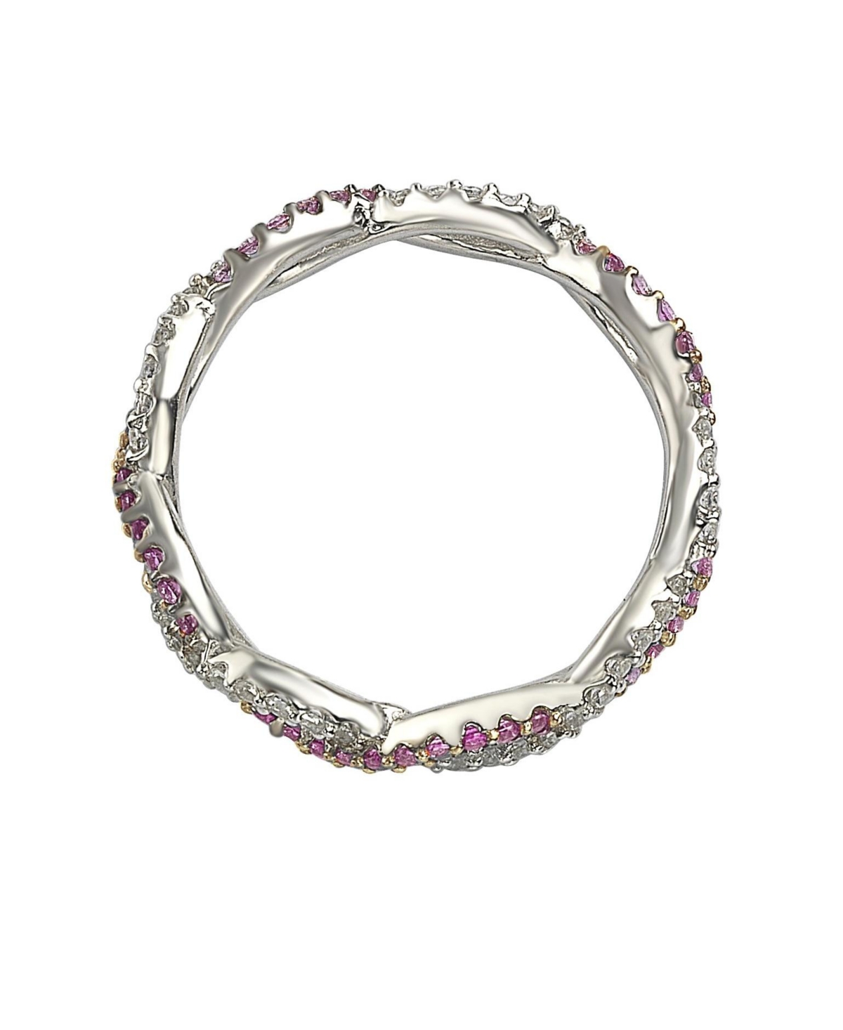 Suzy Levian New YorkSapphire & Lab-Grown White Sapphire Infinity Twisted Eternity Band Ring in Sterling Silver by Suzy Levian - Pink